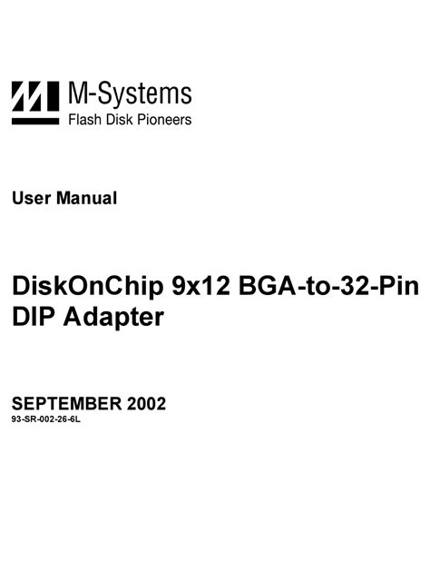 M-Systems Flash Disk Pioneers Flash Disk Manual pdf manual